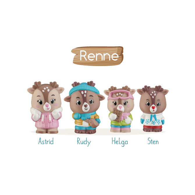 Lot de 4 personnages famille "Renne"