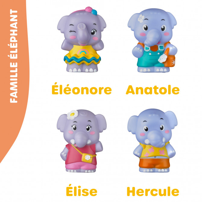 4 personnages Famille ELEPHANT Klorofil