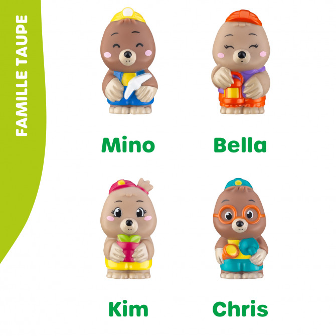 4 personnages FAMILLE TAUPE KLOROFIL